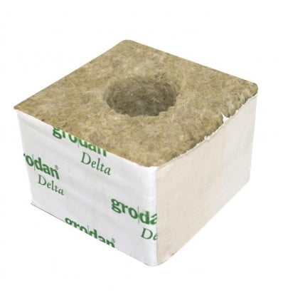 75mm Rockwool Cube with hole- EACH - The Grow Shop