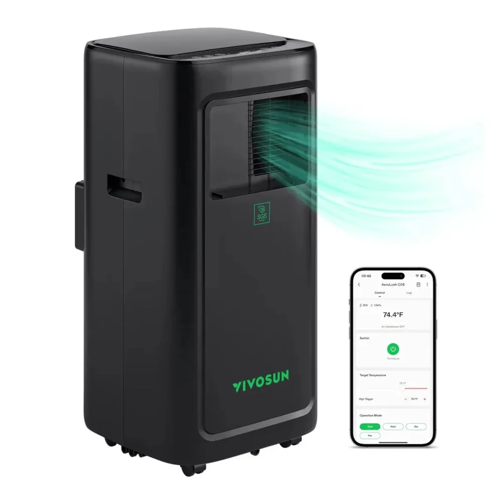 Vivosun AeroLush C08 Intelligent Air Conditioner, 4-in-1 Function, with Temperature & Humidity Sensor Probe