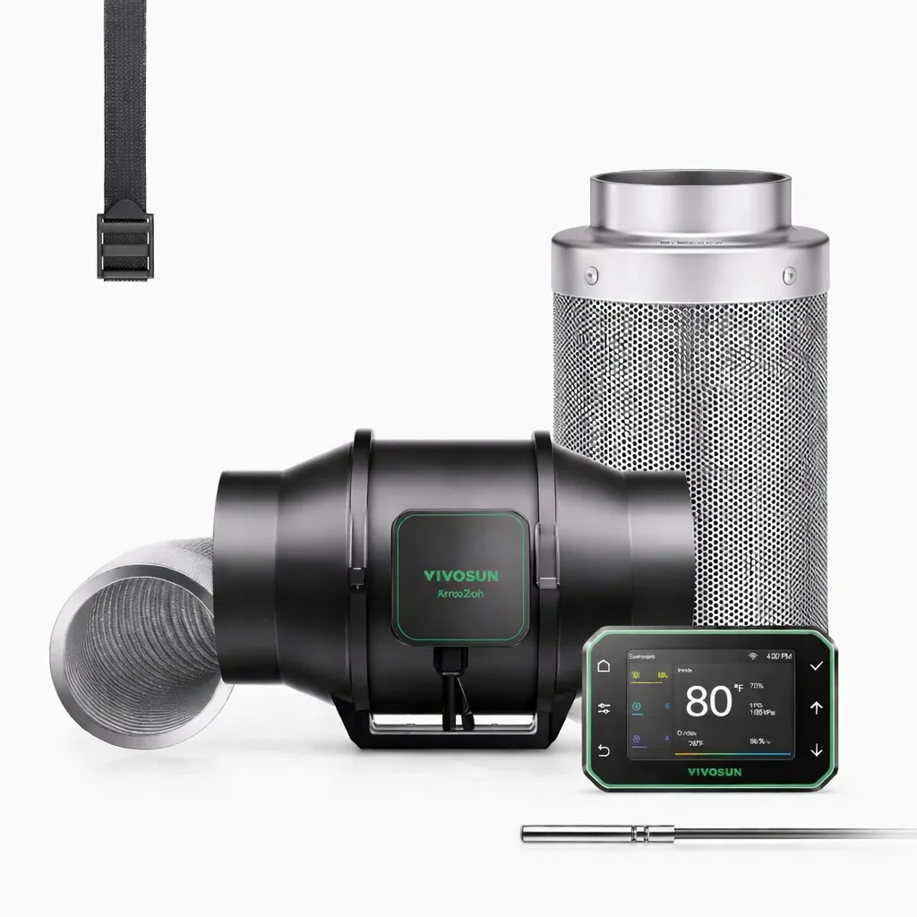 Vivosun 6'' Grow Tent Ventilation Kit – Inline Duct Fan + Carbon Filter & E42A+